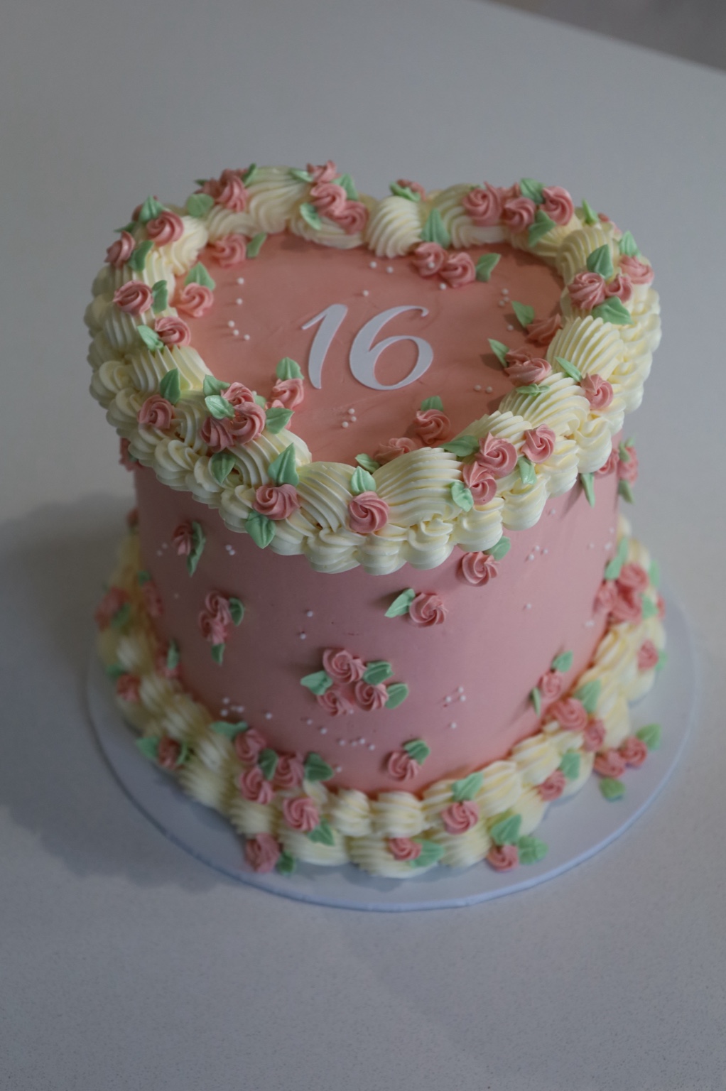 Pink floral celebration cake