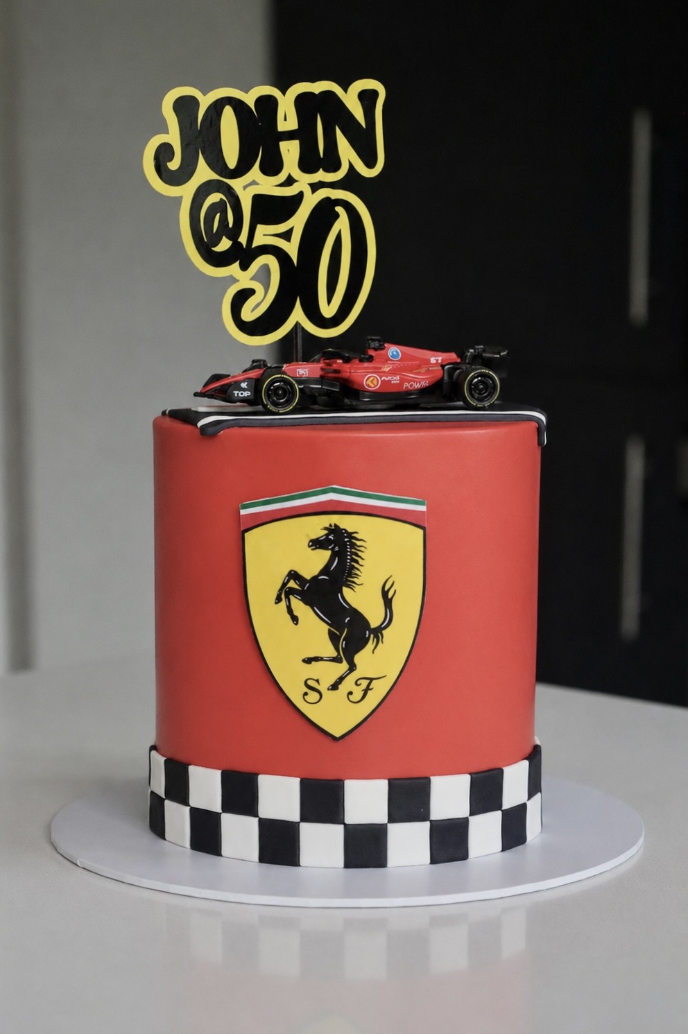 Red Ferrari 50th birthday cake